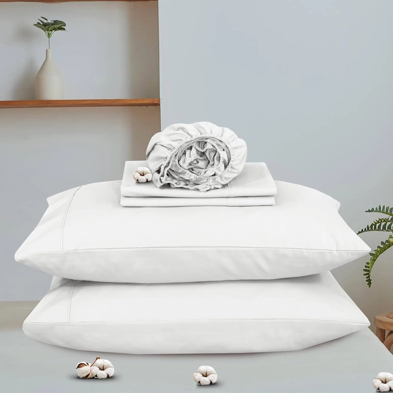 organic cotton sheets (queen size), plain weave, 4-piece set 07FC0E-D4 - KOEEK