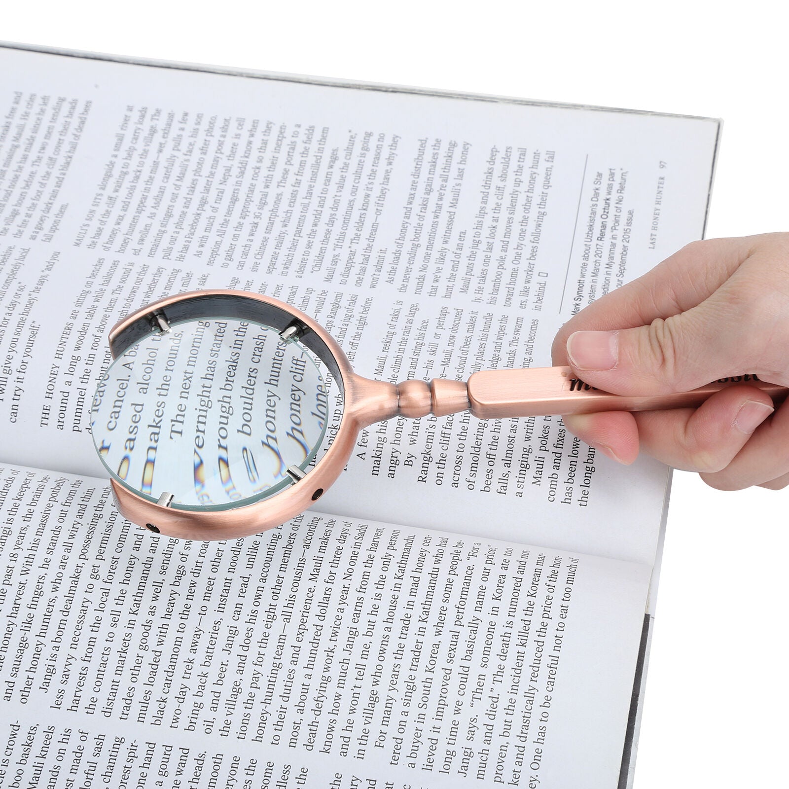 new Portable Handheld Magnifier X8 Magnifying Glass 60mm Lens Dia Bronze For Rea AP9 koeek - KOEEK