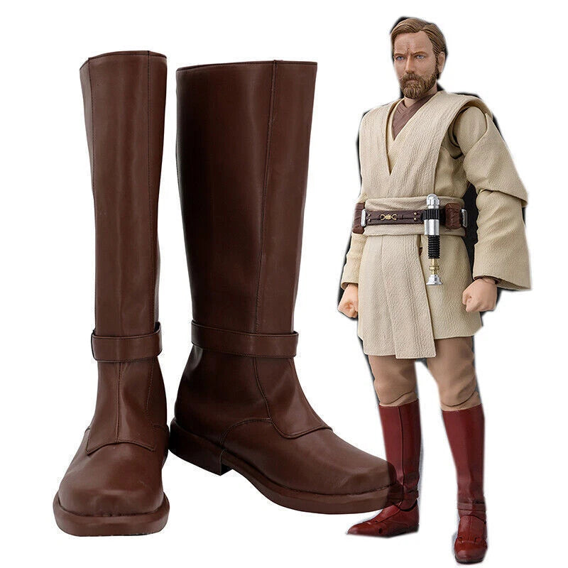 Star Wars Jedi Knight Obi-Wan Kenobi Boots PU Costume Cosplay Shoes Paty Props 07FC0E-D4 - KOEEK
