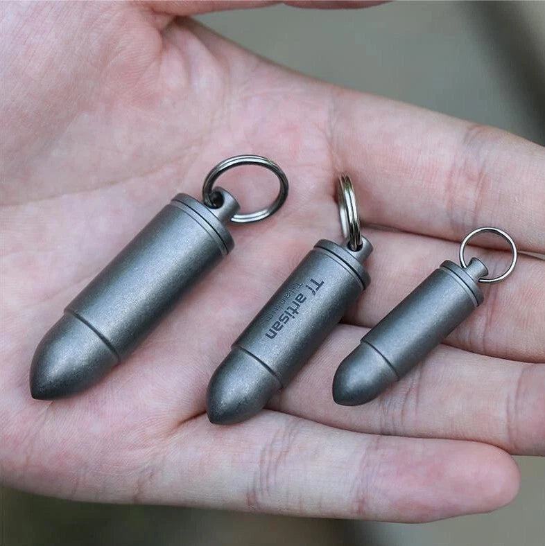 Pure Titanium Pill Holder Waterproof Pill Container Case Organizer EDC Keychain 07FC0E-D4 - KOEEK
