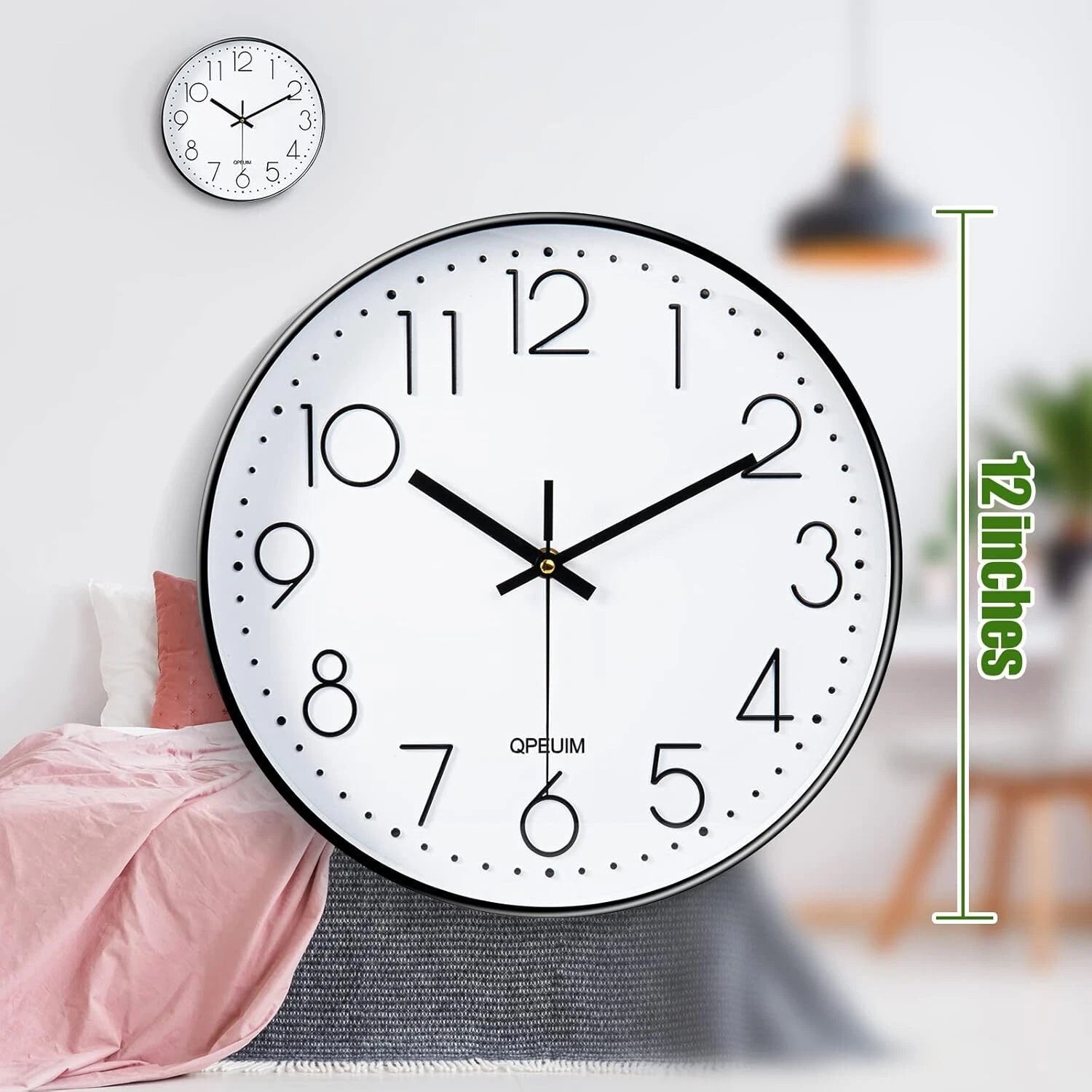 Wall Clock 12 Inch Wall Clocks Non-Ticking Battery Operated with Stereoscopic 07FC0E-D4 - KOEEK