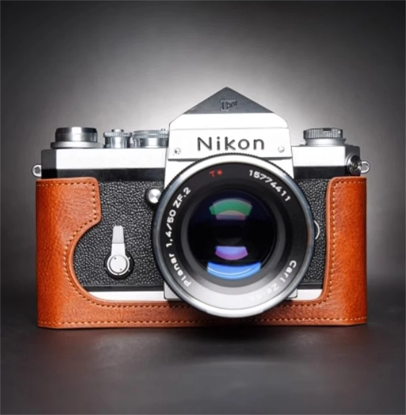 Nikon F Handmade  Retro Cover Leather Half Case Camera Big FInsert TP 07FC0E-D4 - KOEEK