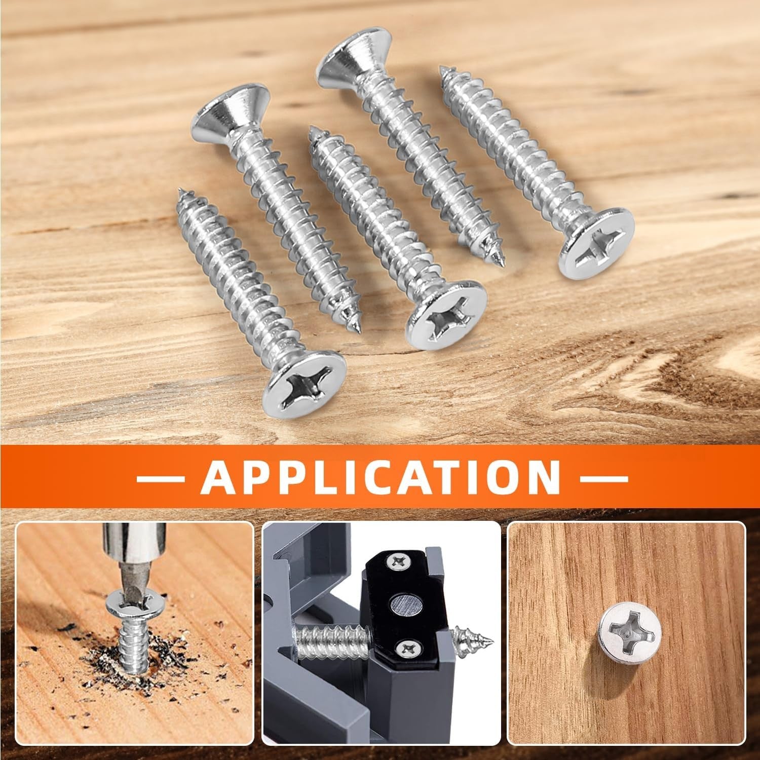 new x 2-1/2" Flat Head Sheet Metal Screws Wood x 2-1/2", Silver 07FC0E-D4 - KOEEK