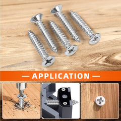 new x 2-1/2" Flat Head Sheet Metal Screws Wood x 2-1/2", Silver 07FC0E-D4 - KOEEK