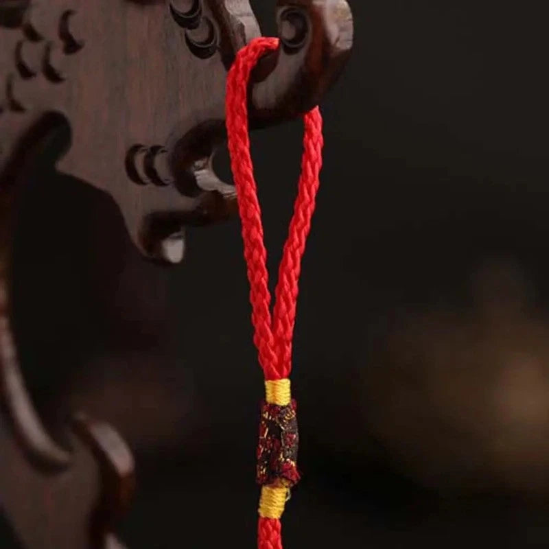Peach Wood Handcarved Buddha Statue Tassel Amulet Pendant Guanyin Keychain 07FC0E-D4 - KOEEK