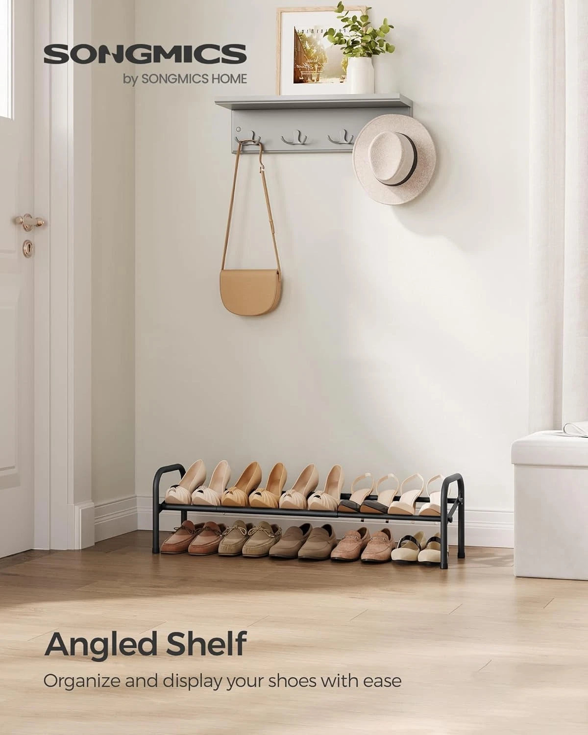 Expandable shoe rack, 1-tier shoe rack shelf, adjustable shoe rack 07FC0E-D4 - KOEEK