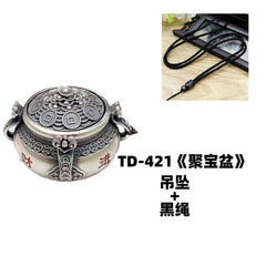 Chinese Style Silver Plated Treasure Bowl Handheld Rotating Tea Pet Pendant 07FC0E-D4 - KOEEK