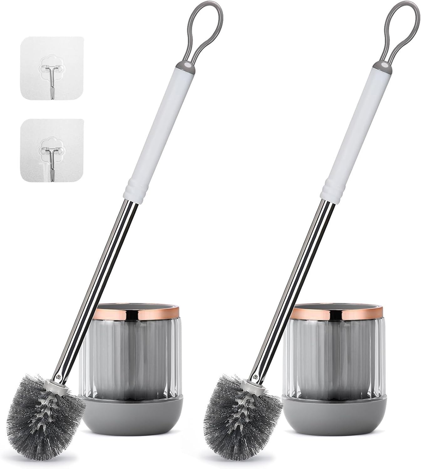 new Toilet Bowl Brush and Holder 2 Pack Long Handle for White 07FC0E-D4 - KOEEK