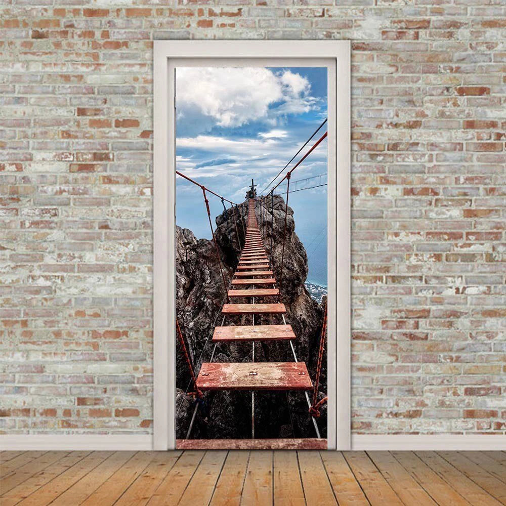 Drawbridge 3D Self Adhesive Bedroom Door Wrap Mural Wall Stickers Home Decals 07FC0E-D4 - KOEEK