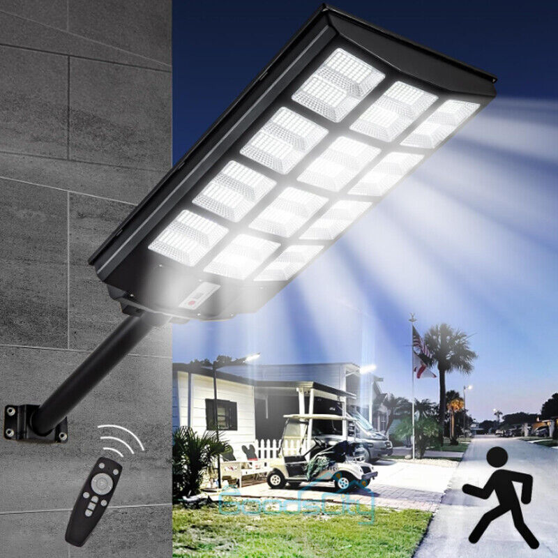 ny udendørs kommerciel 10000000LM LED Solar gadelys Dusk-to-Dawn vejlampe+stang