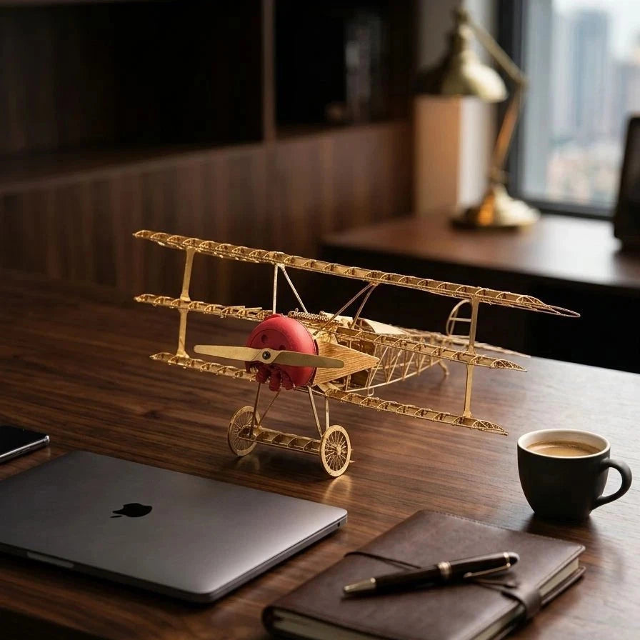1:48 Copper WWI Fokker Dr.I Triplane Fighter DIY Assembly Aircraft Model 07FC0E-D4 - KOEEK
