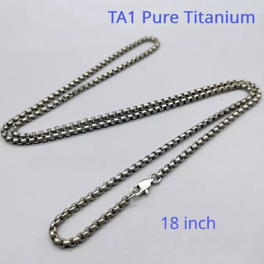 18" Pure Titanium Box Chain Necklace 3mm Men Unisex NO Allergic Skin Care Health 07FC0E-D4 - KOEEK