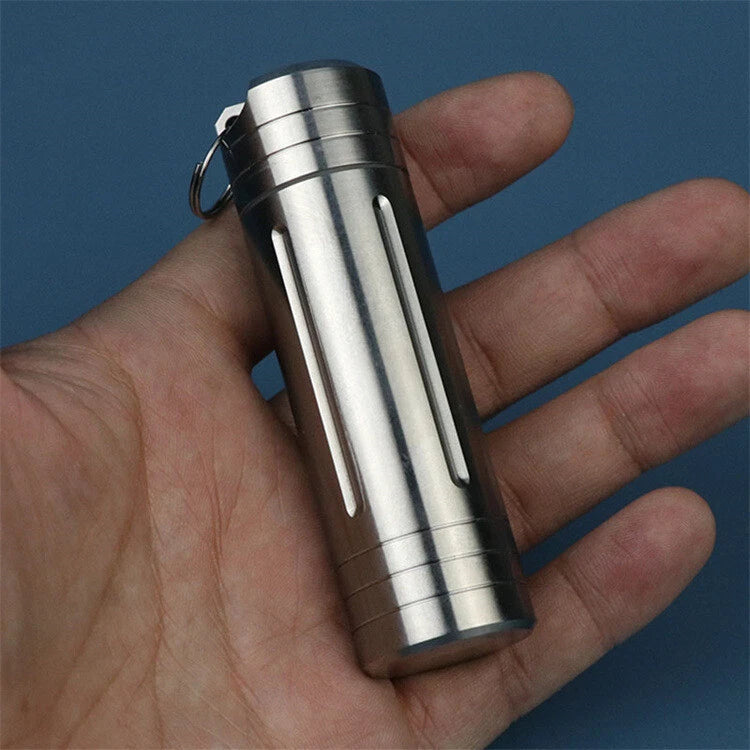 Titanium Alloy Waterproof Case EDC Portable Pill Medicine Capsule Storage Tools 07FC0E-D4 - KOEEK