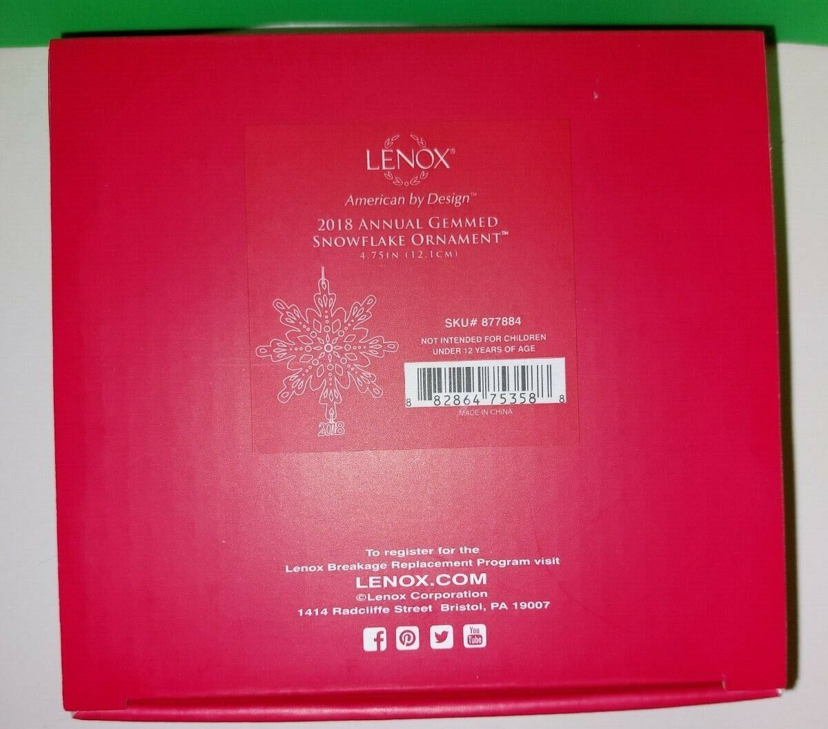 LENOX 2018 Annual GEMMED SNOWFLAKE ORNAMENT Jeweled -- LENOX - KOEEK