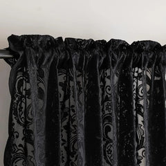 Black lace curtains, 24 inches long,2 pieces, dimensions:52 inches × 24 inches. 07FC0E-D4 - KOEEK