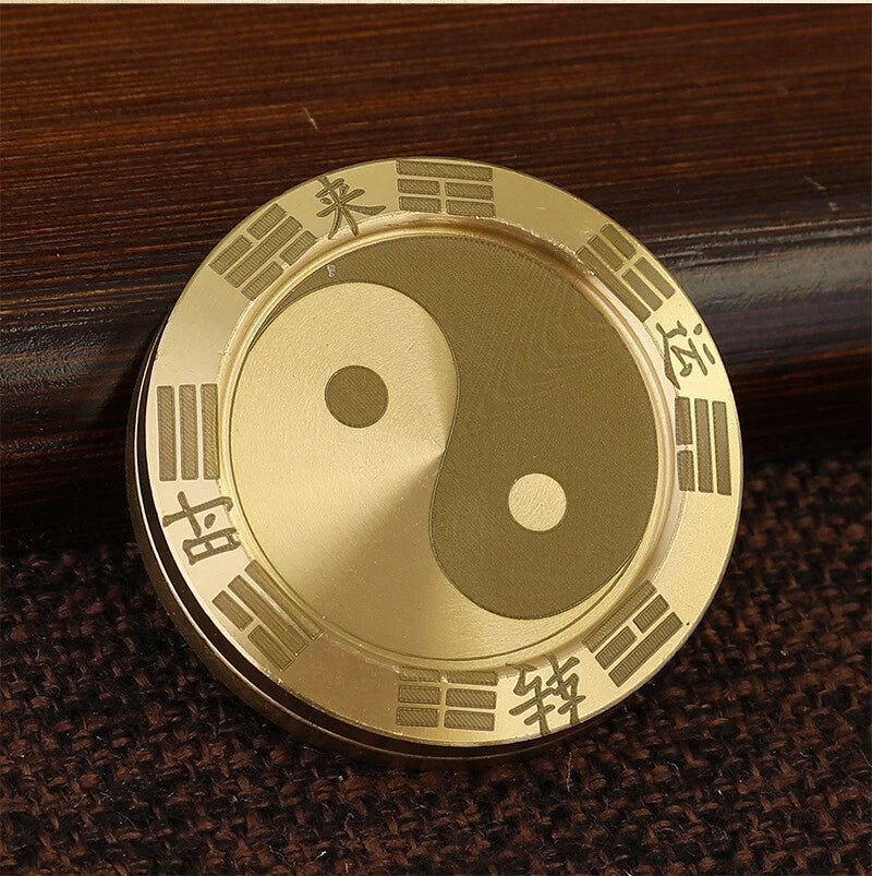 EDC Toy Metal Fidget Slider Clicker Lucky Coin Tai Chi Haptic Coin T Adult Gift 07FC0E-D4 - KOEEK