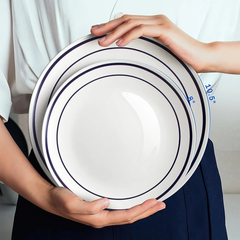 Ceramic Dinner Plates Set Of 6,10.5'' Kitchen Dish Set, Round Porcelain Tablewar 07FC0E-D4 - KOEEK