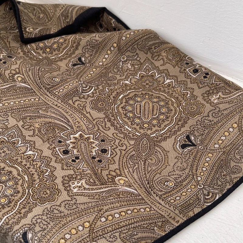Mens Paisley Pattern Old Money Style Neutral Color Scarf Shawl Velvet Bandana 07FC0E-D4 - KOEEK