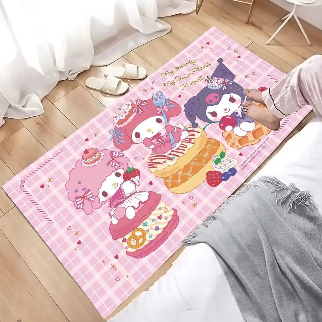 KUROMI My Melody Cinnamoroll Cartoon Floor Mat Carpet Non-Slip Large Doormat Rug 07FC0E-D4 - KOEEK