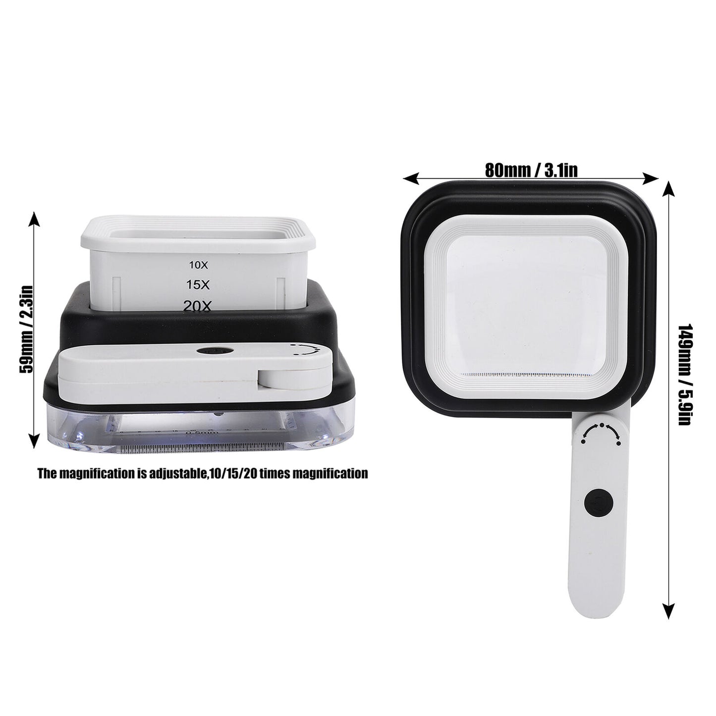 new 10X/15X/20X Handheld Magnifying Glass With LED Light Folding Reading Jewelry HGF koeek - KOEEK