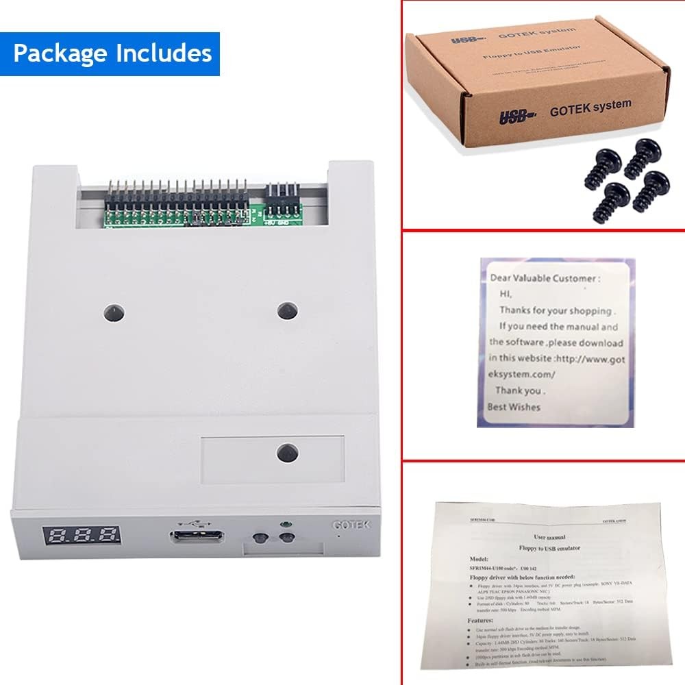 new GoTEK SFR1M44-U100 3.5 Inch 1.44MB USB SSD Floppy Drive Emulator Grey GOTEK - KOEEK