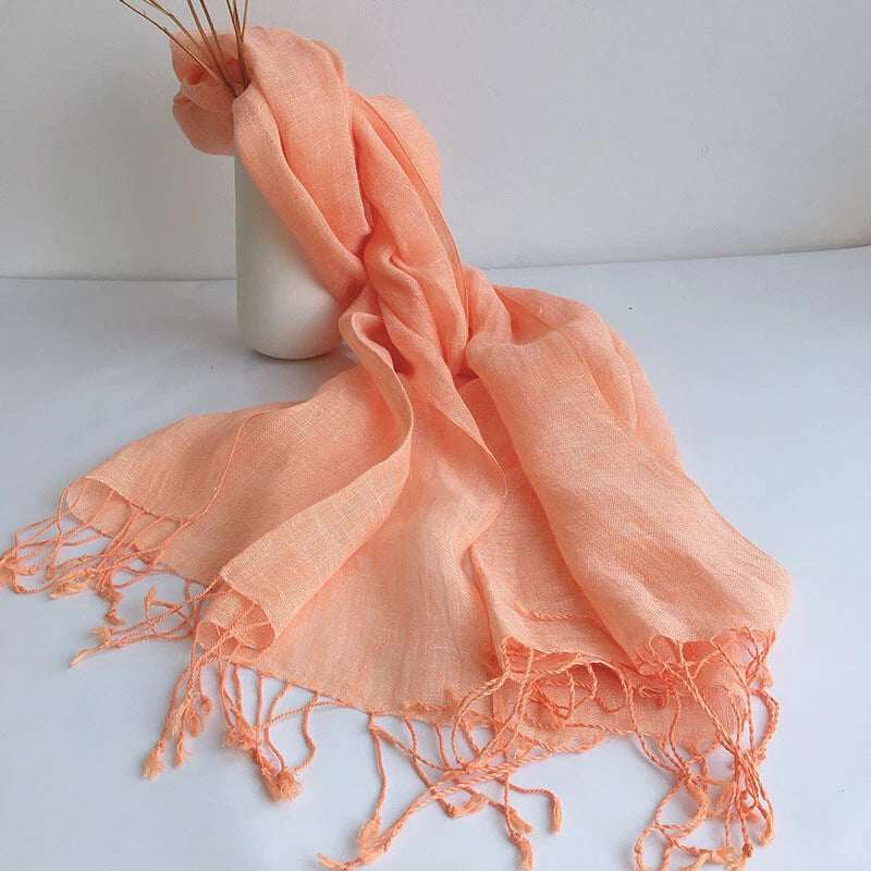 Hot Mens Flax Linen Scarf Breathable Tasseled Solid Shawl Bandana Neckerchief 07FC0E-D4 - KOEEK