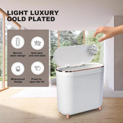 Bathroom trash can with lid 3.2 gallon narrow mouth trash can Small trash can