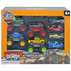 Monster Foot Derby 4pk Monster Trucks with 4 die cast racers in window box MONSTER_FOOT - KOEEK
