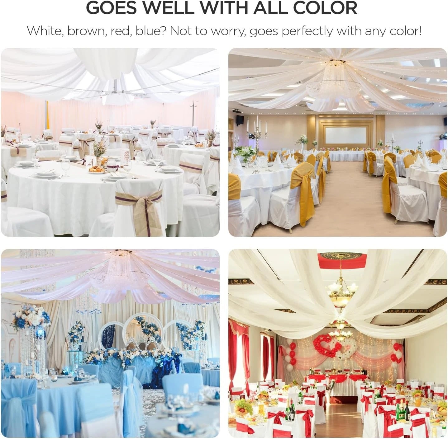 Ceiling Drapes Hanging Kit for Weddings Tent Bedroom Draping Parties Decoration 07FC0E-D4 - KOEEK