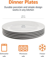 6-Piece White Dinner Plate Set, 10.5 inches 07FC0E-D4 - KOEEK