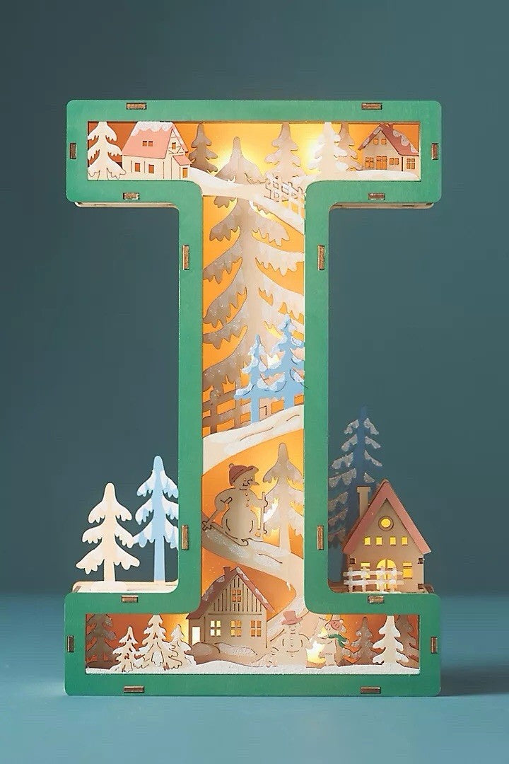 ANTHROPOLOGIE WONDERLAND SCENE MONOGRAM LETTER I CHRISTMAS HOLIDAY LIGHT UP ANTHROPOLOGIE - KOEEK