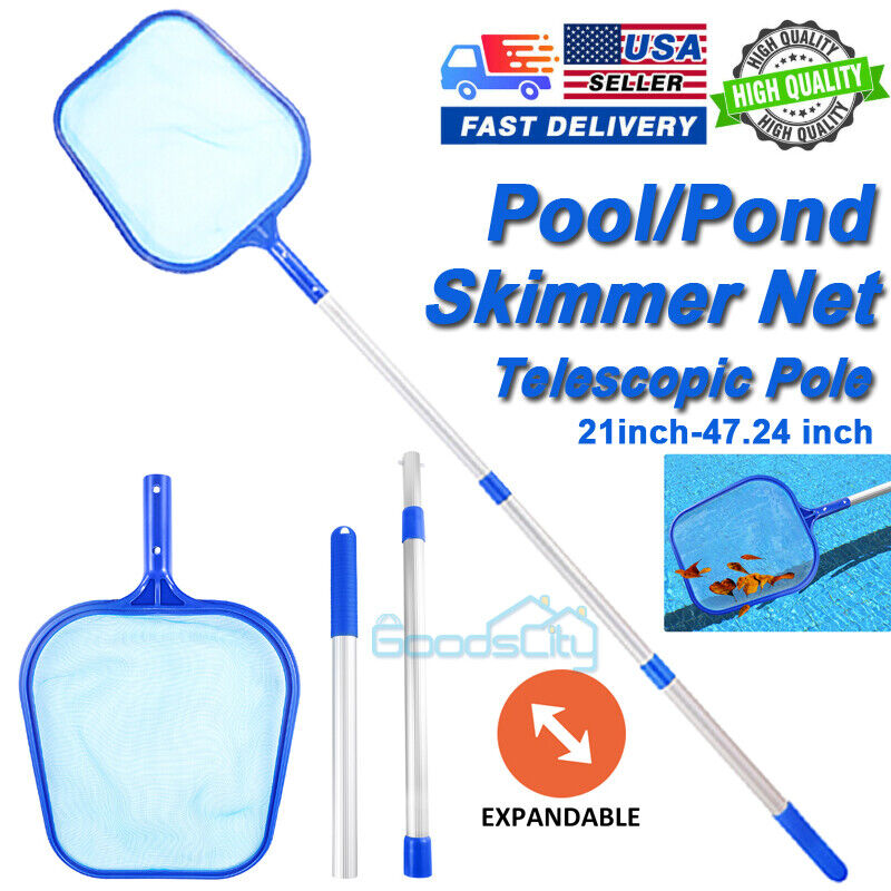 ny Heavy Duty Pool Skimmer Leaf Rake Net Scooper, Rengjøring Svømmebasseng, med stang