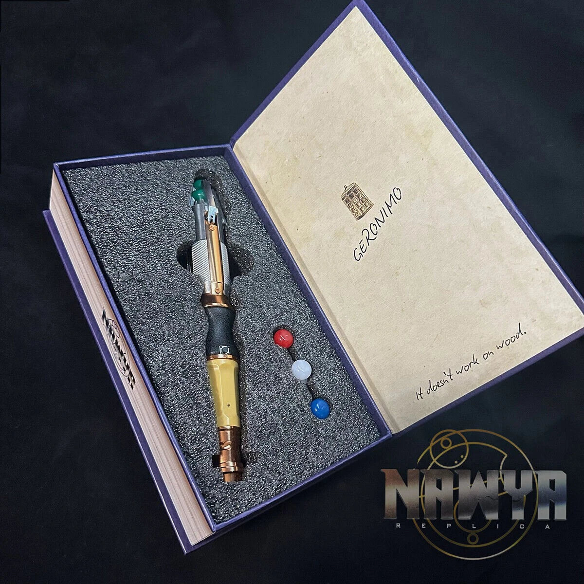 Doctor Who Cosplay 11th Metal Sonic Screwdriver LED Light Colorful Prop Replica 07FC0E-D4 - KOEEK