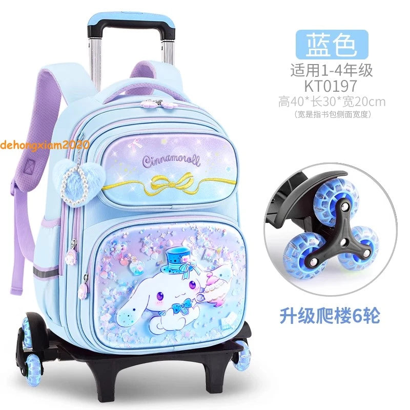 Climbing Stairs Cinnamoroll Bag Backpack Student Bag Wheels Kuromi Trolley Case 07FC0E-D4 - KOEEK