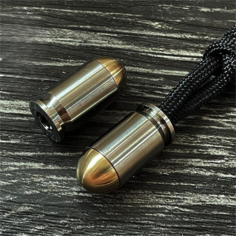 Titanium Brass Bullet Shape Knife Lanyard Bead Paracord Pendant Zipper Pull EDC 07FC0E-D4 - KOEEK