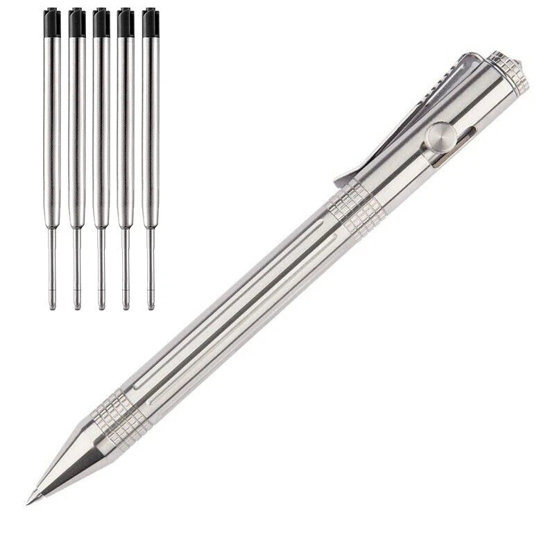 Stainless Steel Pocket Ball Pen Ballpoint Pen Office Signature Pen Outdoor EDC 07FC0E-D4 - KOEEK