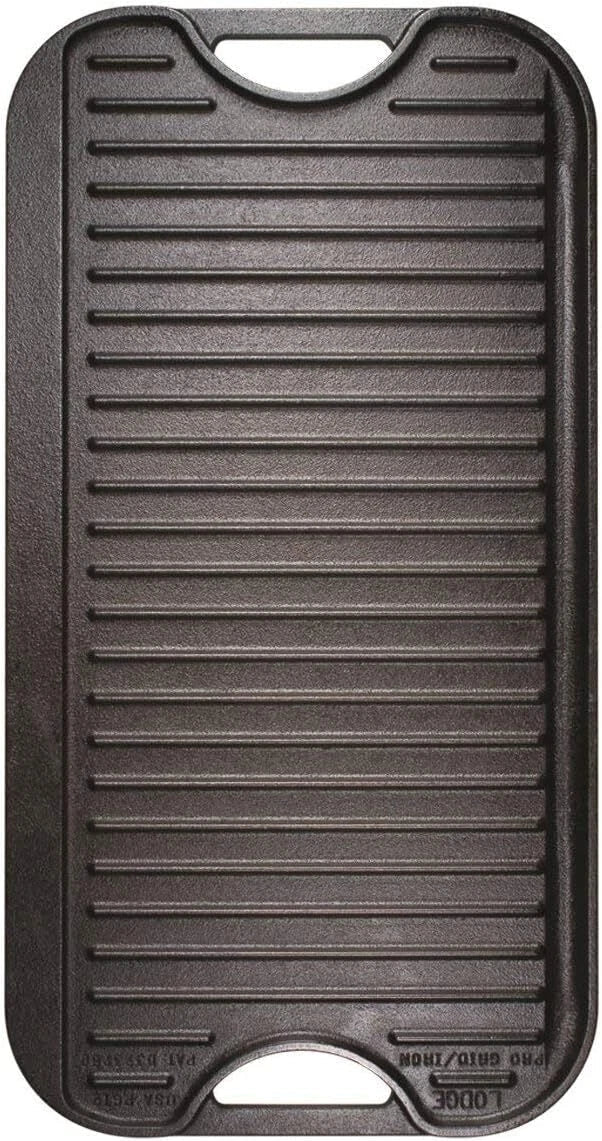 Cast Iron Reversible Grill/Griddle, 20-inch x 10.44-inch, Black 07FC0E-D4 - KOEEK