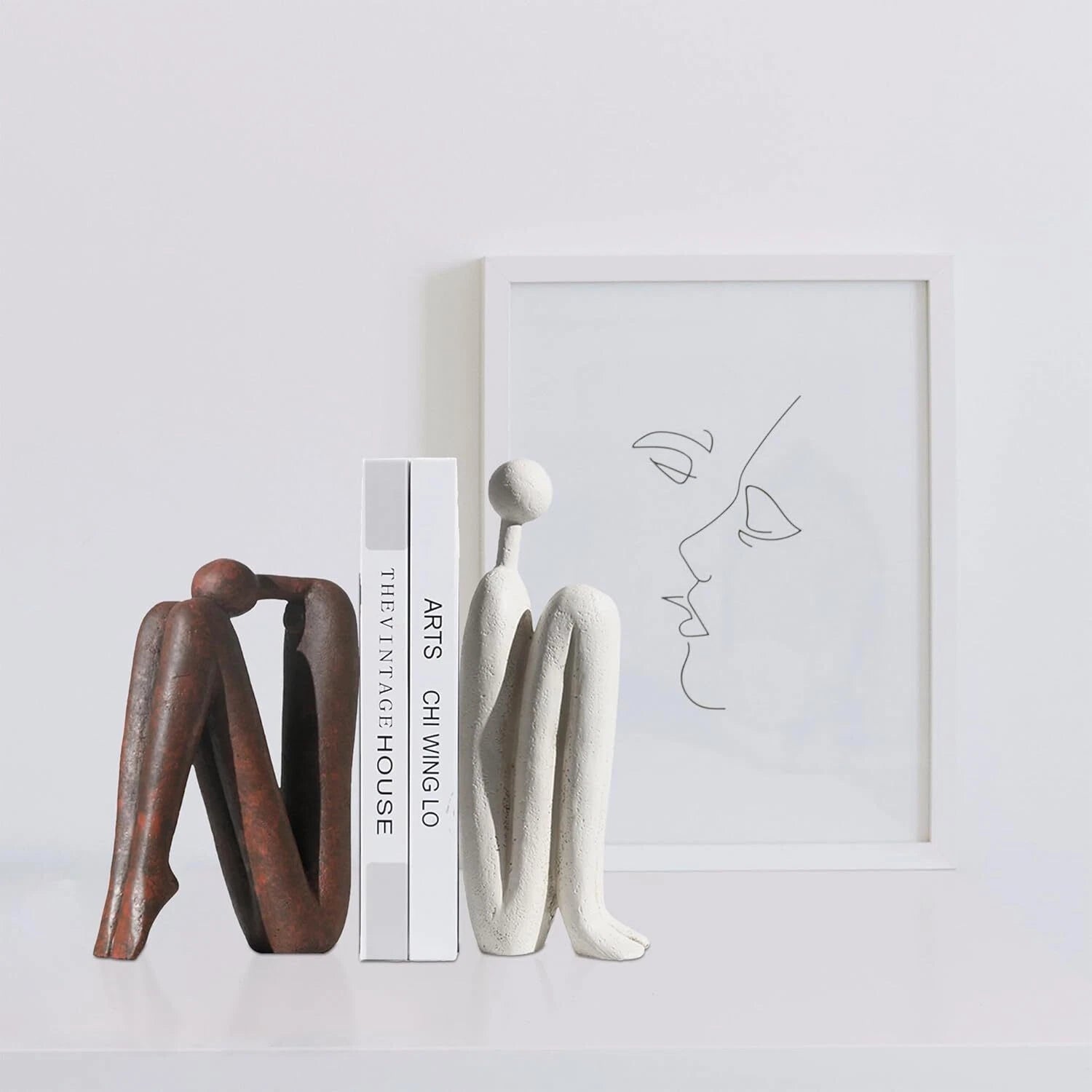 Decorative Bookends for Heavy Books, Thinker Statue Bookends for Desks 07FC0E-D4 - KOEEK