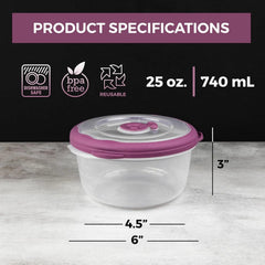 3.1 Cup Plastic Bowls Food Storage Container With Lid For Leftovers, Meal Prep 07FC0E-D4 - KOEEK