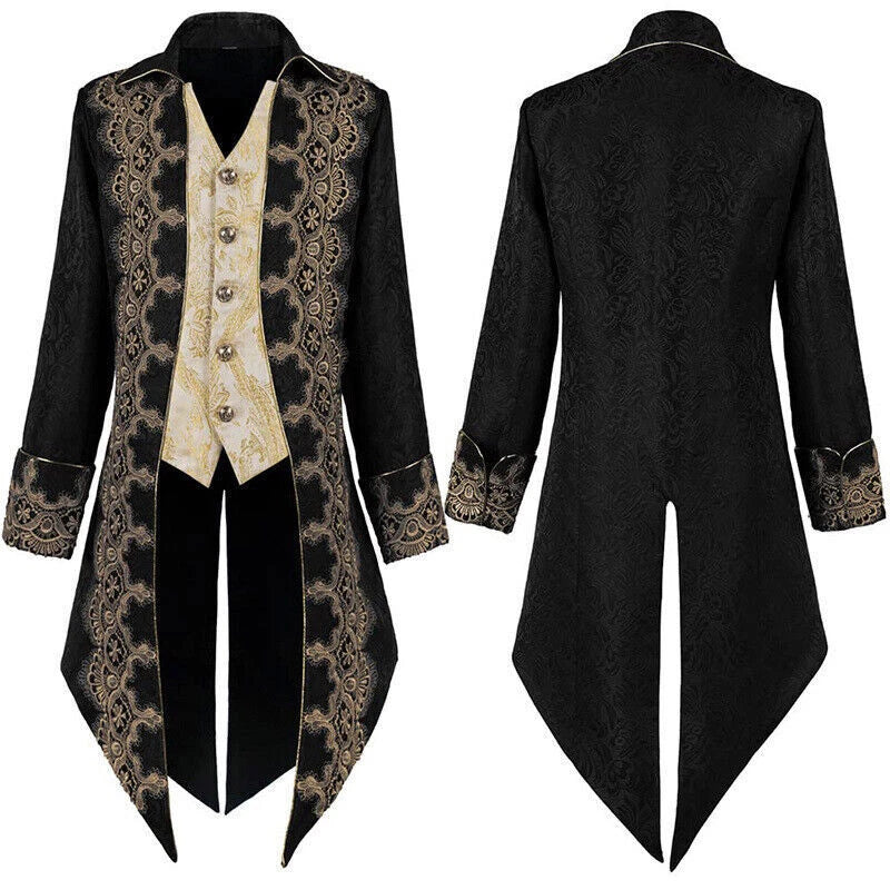 Medieval Mens Vintage Jacquard Jacke Gothic Coat Uniform Cosplay Costume Tuxedo 07FC0E-D4 - KOEEK