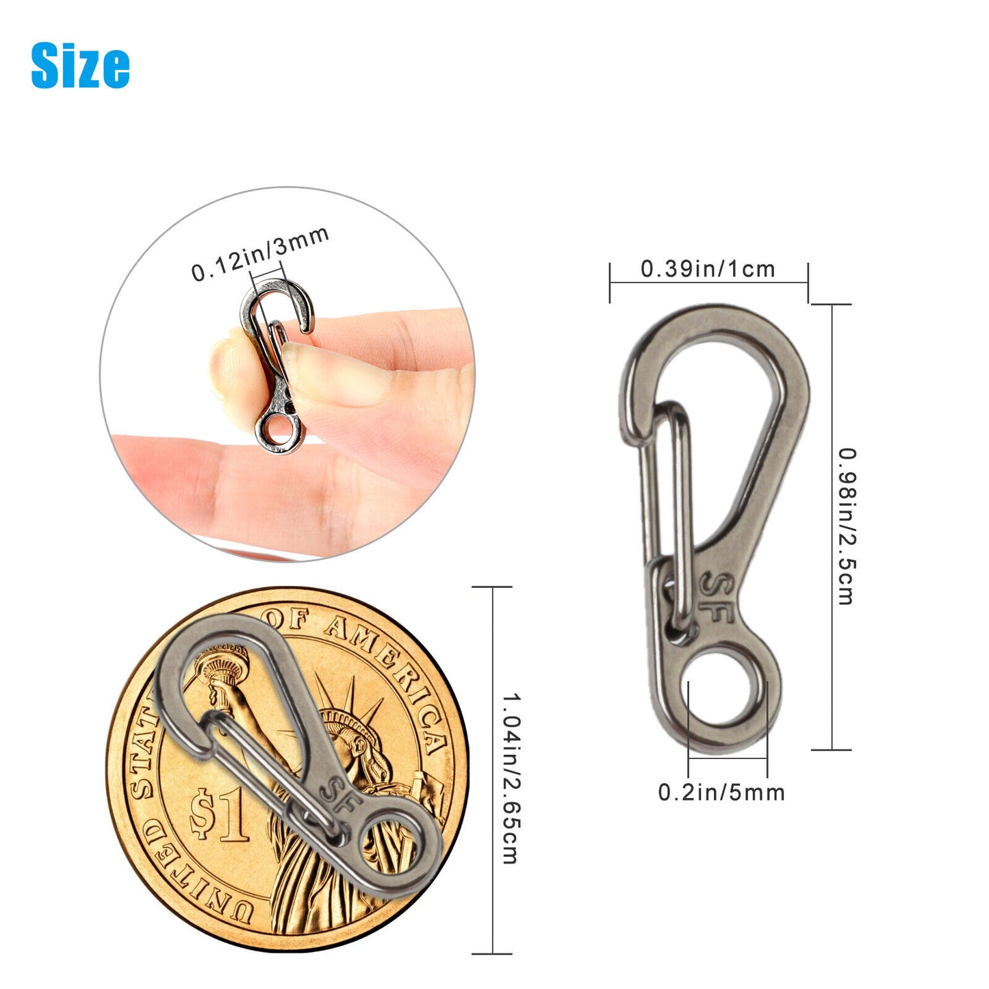 10-40x Mini SF Aluminum Spring Carabiner Clip Keychain Outdoor Snap Camping Hook koeek - KOEEK