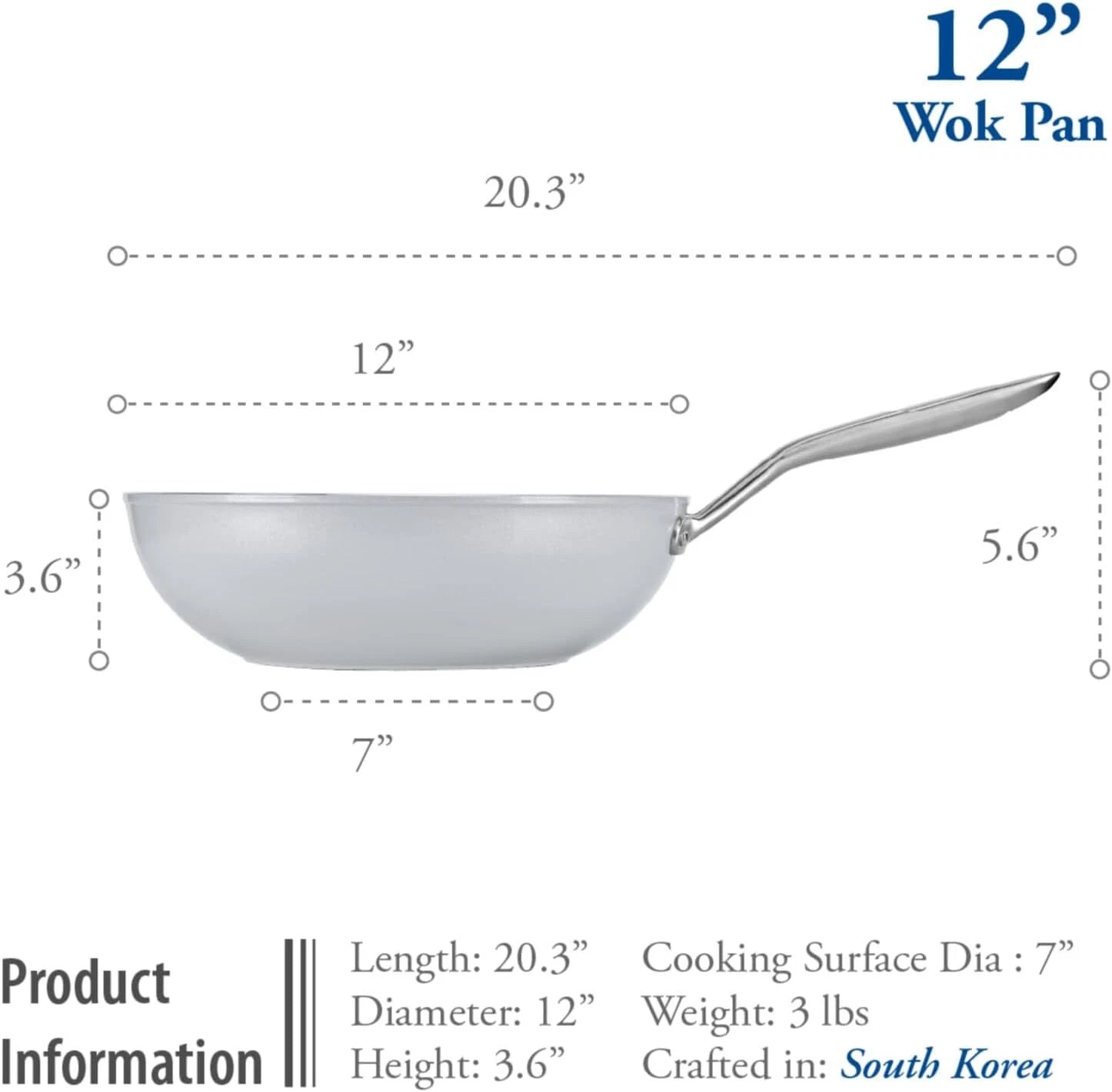 12-inch ceramic nonstick skillet/wok, (PTFE and PFOA free inside and out) 07FC0E-D4 - KOEEK