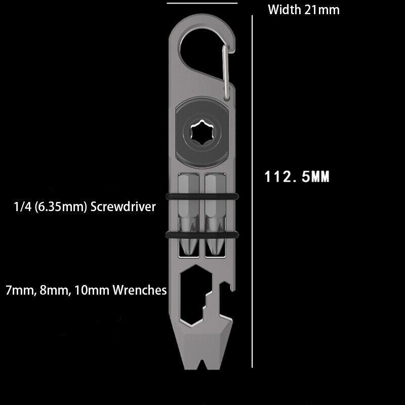 Titanium Alloy Multi-function Crowbar Pocket Pry Bar EDC Tool Opener Screwdriver 07FC0E-D4 - KOEEK