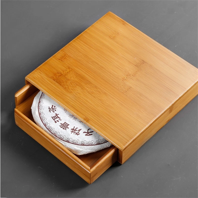 China Pu'er Tea Cake Tea Storage Box Drawer Bamboo Box One/Two Layer Gift 07FC0E-D4 - KOEEK