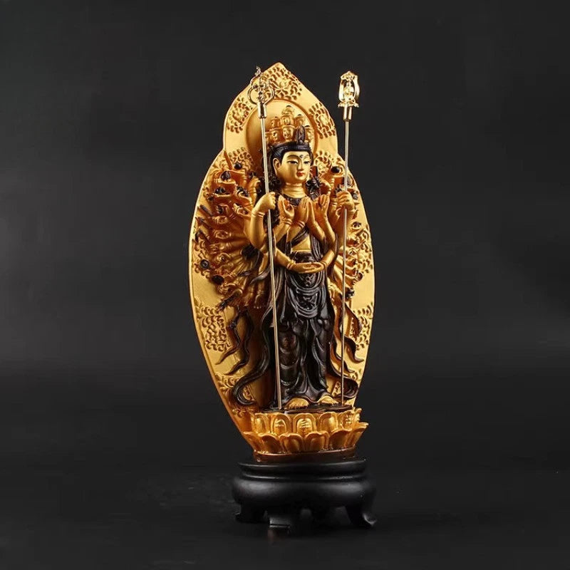 18.5cm Resin Thousand-Hand Guanyin Bodhisattva HandPainted Buddha Statue 07FC0E-D4 - KOEEK