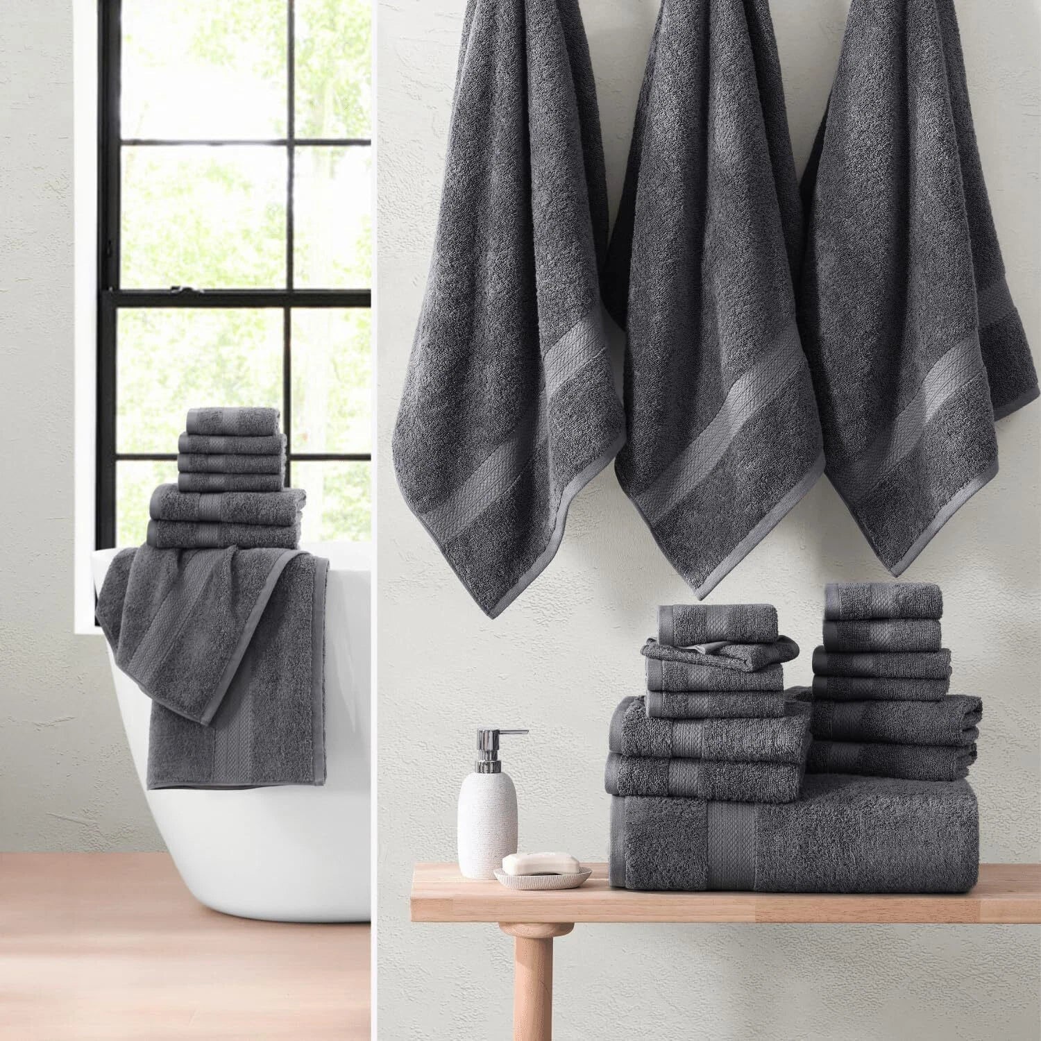 24 Piece Bath Towel Set -  Cotton Bath Towel, Absorbent Towel for Bathroom 07FC0E-D4 - KOEEK