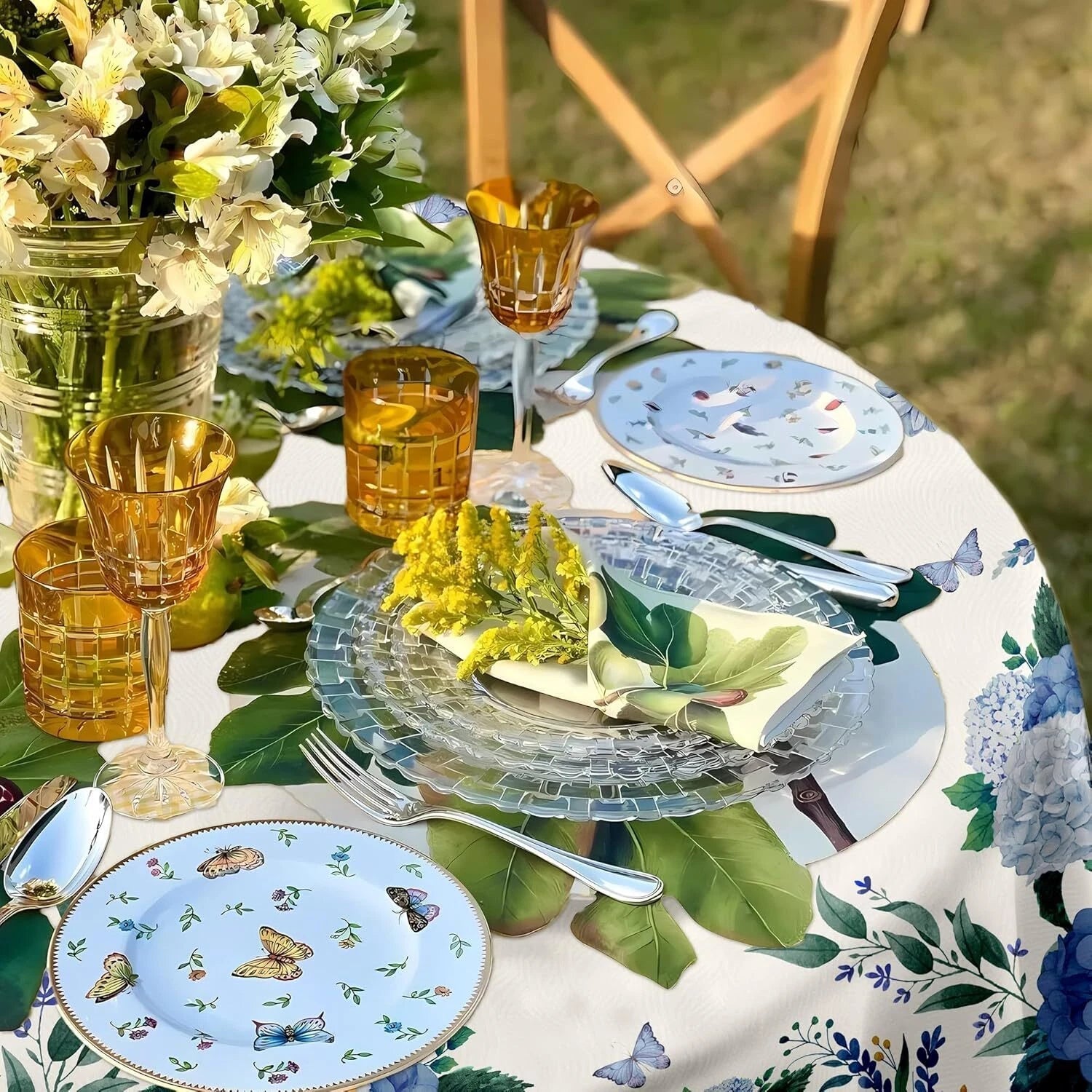 Round Table Cloths 60 in, Floral Tablecloth Waterproof, Wrinkle Free Polyester 07FC0E-D4 - KOEEK