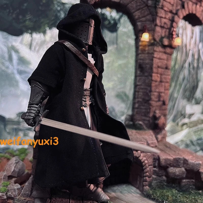1/12 Black Wired Cloak Cape for 6" 7" Four Houseman Knight Warrior (No figure) 07FC0E-D4 - KOEEK