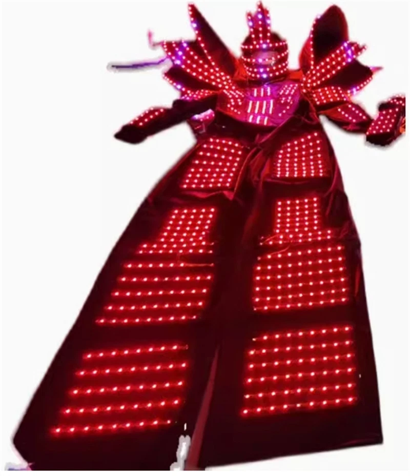 LED Robot Stilt Costume Helmet 7 Color Change DJ Party Performance Glowing Suit 07FC0E-D4 - KOEEK