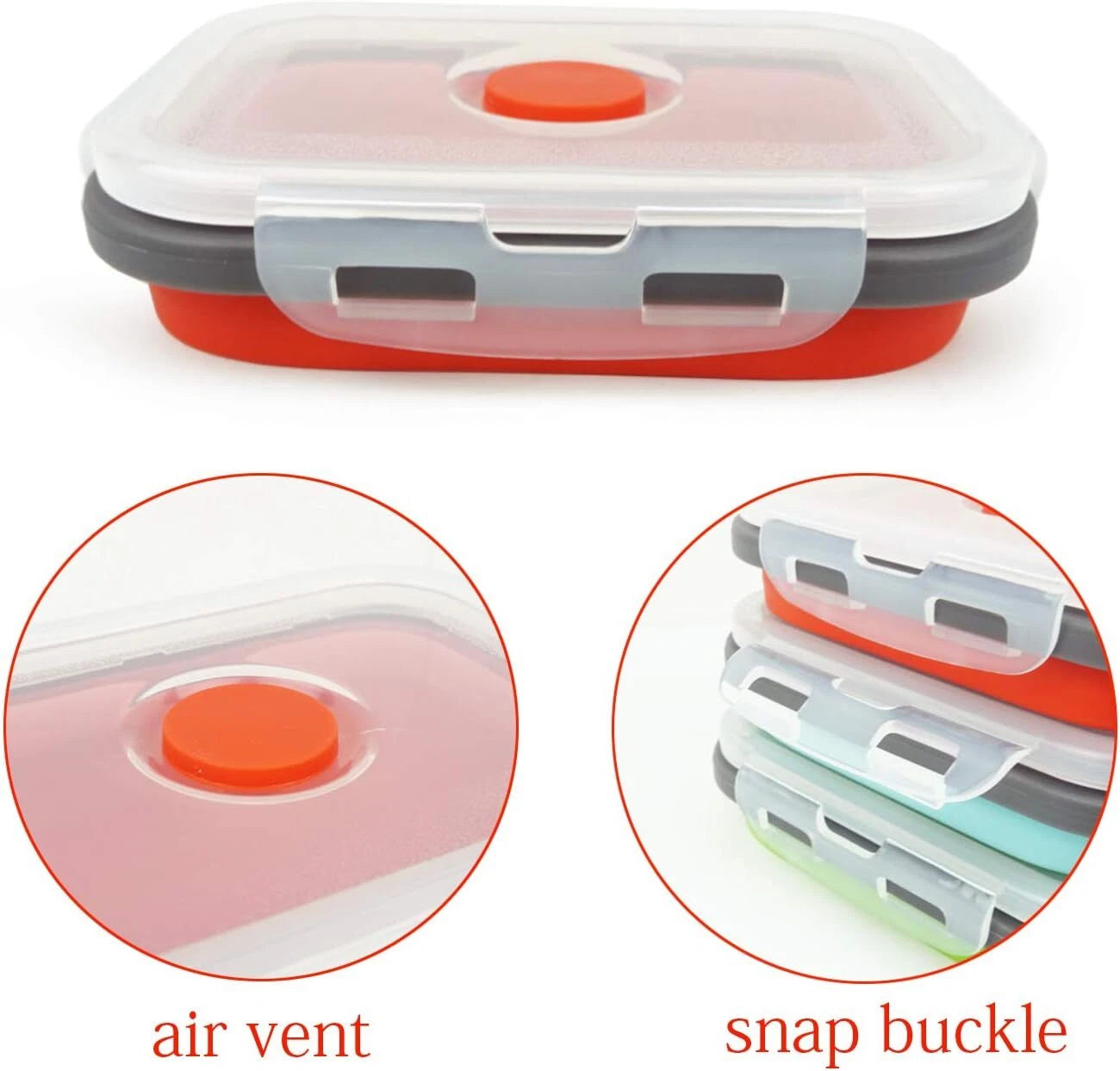 3 Piece Silicone Food Storage Containers Collapsible Silicone Bowl with  Lids 07FC0E-D4 - KOEEK